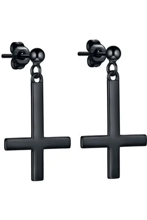 etNox Gothic Oorbellenset - Black Cross - voor Vrouwen