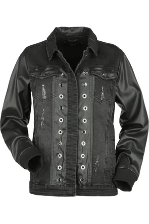 EMP Denim jas - Jeans Jacket With Faux Leather Details - XS tot XXL - voor Vrouwen