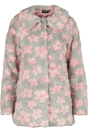 Voodoo Vixen Rockabilly Lange jassen - Flower Patch Faux Fur Coat - XS tot M - voor Vrouwen
