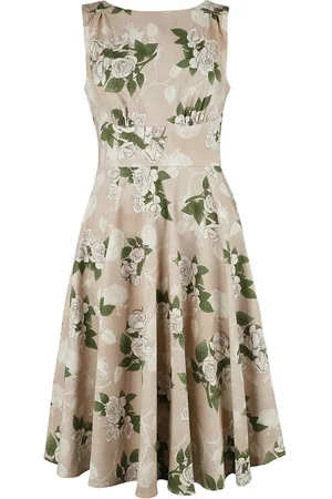 H&R London Rockabilly Medium-lengte jurk - Viola Floral Swing Dress - XS tot 4XL - voor Vrouwen