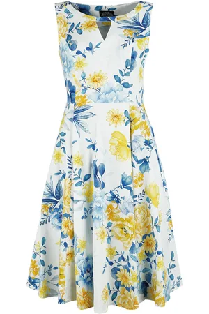 H&R London Rockabilly Medium-lengte jurk - Hope Floral Swing Dress - XS tot 4XL - voor Vrouwen