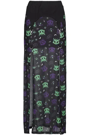 Banned Retro Gothic Lange rok - Moody Melody Slit Skirt - XS tot S - voor Vrouwen