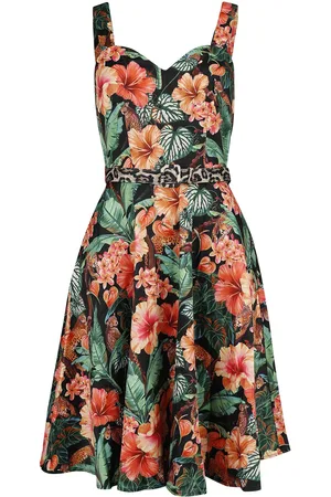 Voodoo Vixen Rockabilly Medium-lengte jurk - Jungke Print Flare Dress - XS tot 4XL - voor Vrouwen