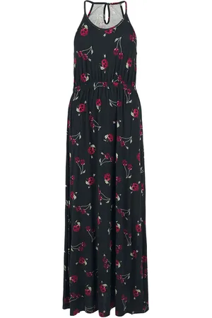 Rock Rebel Rock Lange jurk - Maxi jurk met all-over print van kersen en schedels - S tot M - voor Vrouwen