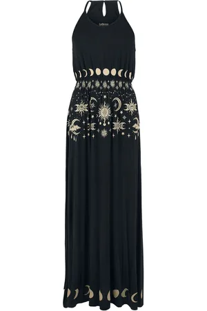 Gothicana Gothic Lange jurk - Maxi jurk met zon, maan en sterrenprint - S tot XXL - voor Vrouwen