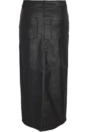 Noisy May Medium-lengte rok - NMKath NW slit long skirt coated BL NOOS - XS tot L - voor Vrouwen