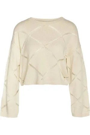 Noisy May Sweatshirts - NMJUNE L/S O-NECK CROP KNIT NOOS - M - voor Vrouwen