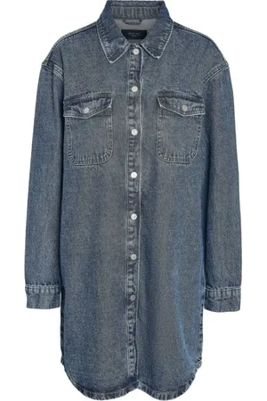 Noisy May Medium-lengte jurk - NMALVA L/S DENIM DRESS AZ351MB FWD NOOS - XS tot M - voor Vrouwen