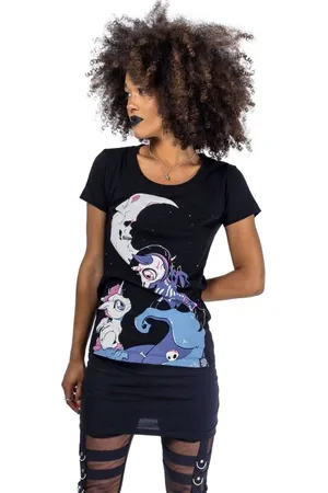 Cupcake Cult Gothic T-shirt - Under The Moon T-Shirt - S tot M - voor Vrouwen