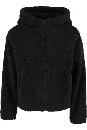 Urban classics Tussenseizoensjas - Ladies Short Hooded Sherpa Jacket - S tot XL - voor Vrouwen