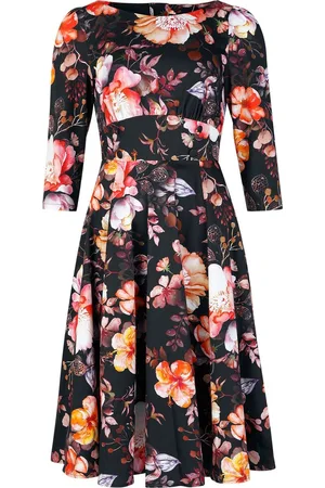 H&R London Rockabilly Medium-lengte jurk - Chloe Swing Dress - XS tot M - voor Vrouwen