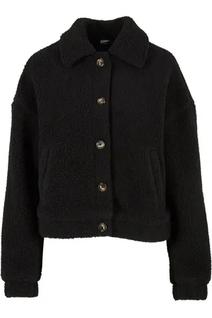 Urban classics Tussenseizoensjas - Ladies Short Sherpa Button Jacket - L tot 3XL - voor Vrouwen