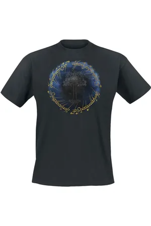 Lord of the Rings T-shirt - Ring & Tree of Gondor - Gold Print - M tot 5XL - voor Mannen