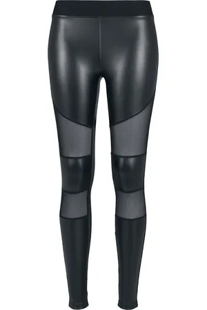 Urban classics Leggings - Ladies Tech Mesh Faux Leather Leggings - XS tot XL - voor Vrouwen