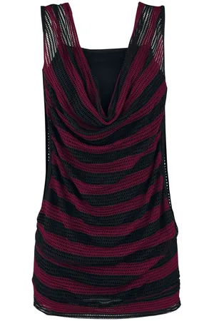 EMP Top - 2 in 1 Double Layer Stripe Mesh Top - S tot XXL - voor Vrouwen