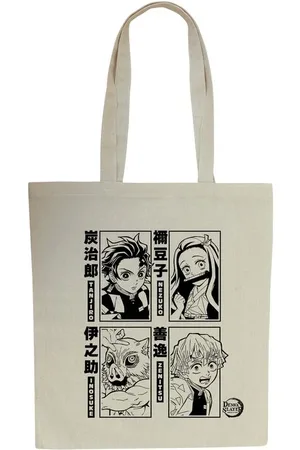 Demon Anime Linnen tas - Tanjiro, Nezuko, Zenitsu & Inosuke