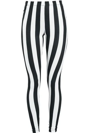 Gothicana Gothic Leggings - Schwarz/weiß gestreifte Leggings - S tot 5XL - voor Vrouwen