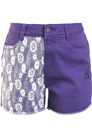 Gothicana Gothic Hot Pants - Shorts mit Spitzenbesatz - 26 tot 29 - voor Vrouwen