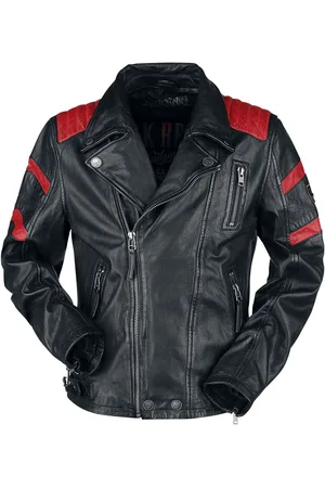 Rock Rebel Rock Lederen jas - Schwarz/Rote Biker Lederjacke - S tot 5XL - voor Mannen