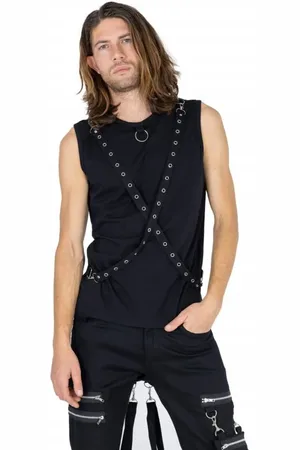 Heartless Gothic Top - AXFORD VEST MENS BLACK - S tot XL - voor Mannen