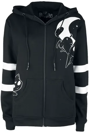 Heartless Gothic Vest met capuchon - Moon Cats Hood - S tot 4XL - voor Vrouwen