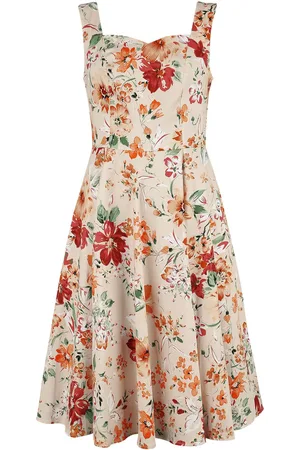 H&R London Rockabilly Medium-lengte jurk - Ariana Floral Swing Dress - XS tot 4XL - voor Vrouwen