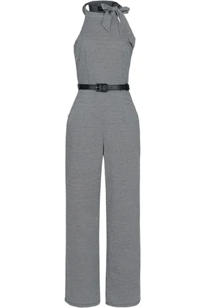 Voodoo Vixen Rockabilly Jumpsuit - Tie Collar High Neck Knit Jumpsuit - XS tot XXL - voor Vrouwen