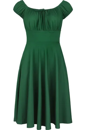 Voodoo Vixen Rockabilly Medium-lengte jurk - Gathered Neckline Flared Dress - XS tot 4XL - voor Vrouwen