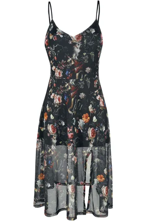 Jawbreaker Gothic Medium-lengte jurk - Night Garden Print Midi Dress - XS tot 4XL - voor Vrouwen