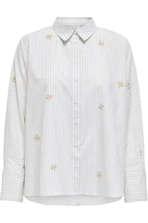 ONLY Longsleeve - ONLJOELLA GRACE L/S EMB SHIRT OX WVN - XS tot XL - voor Vrouwen