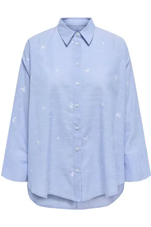 ONLY Longsleeve - ONLREGINA GRACE L/S EMB. SHIRT OX WVN - XS tot XL - voor Vrouwen