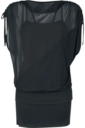 Forplay T-shirt - 2 in 1 Side Sleeve Chiffon Dress - XS tot XXL - voor Vrouwen