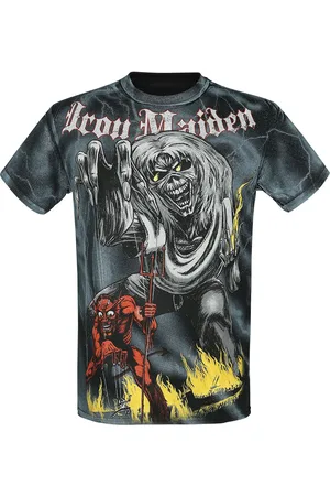 Iron Maiden T-shirt - Sketched Number Of The Beast Allover - S tot XXL - voor Mannen