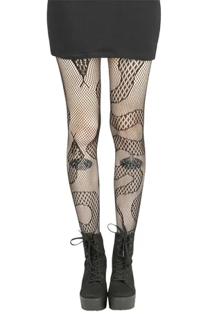 Banned Retro Gothic Maillot - Snakes Fishnet Tights - voor Vrouwen