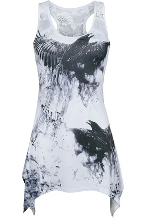Innocent Gothic Top - Crow Shade Lace Panel Vest - S tot 4XL - voor Vrouwen