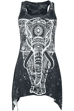 Innocent Gothic Top - Spiritual Elephant Lace Panel Vest - S tot 4XL - voor Vrouwen