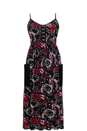 Hell Bunny Lange jurk - x Smiley Originals Riot Dress - XS tot 4XL - voor Vrouwen