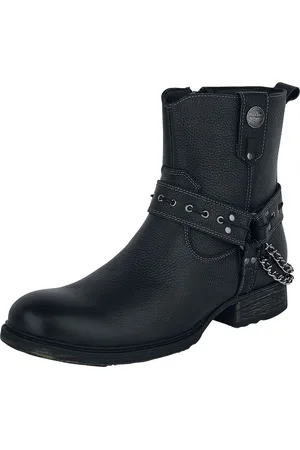 Rock Rebel Rock Bikerlaars - Black Biker Boots with Straps and Chains - EU45 - voor Mannen