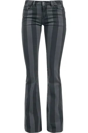 Gothicana Gothic Stoffen broeken - Grace - schwarz/grau gestreifte Hose - W27L30 tot W31L34 - voor Vrouwen
