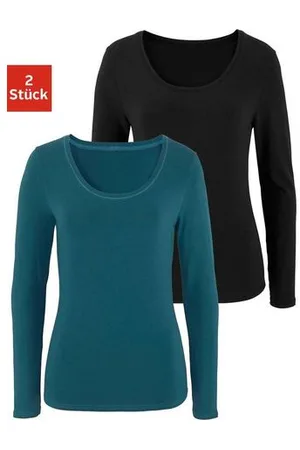 vivance collection Shirt met lange mouwen Elastische katoenkwaliteit (Set van 2)
