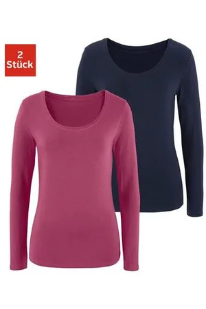 vivance collection Shirt met lange mouwen Elastische katoenkwaliteit (Set van 2)