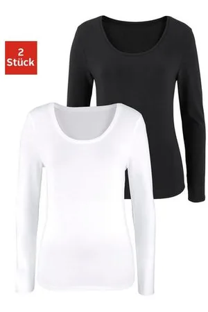 vivance collection Shirt met lange mouwen Elastische katoenkwaliteit (Set van 2)