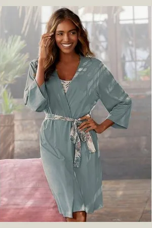 Lascana Kimono in uni en print all-over
