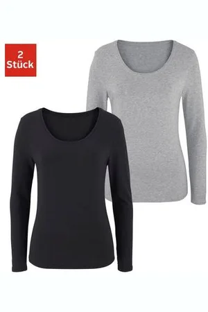 vivance collection Shirt met lange mouwen Elastische katoenkwaliteit (Set van 2)