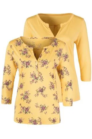 Lascana Shirt met 3/4-mouwen in modieuze blouse-look (Set van 2)