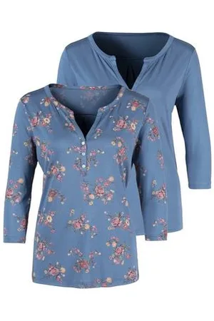 Lascana Shirt met 3/4-mouwen in modieuze blouse-look (Set van 2)