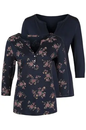 Lascana Shirt met 3/4-mouwen in modieuze blouse-look (Set van 2)