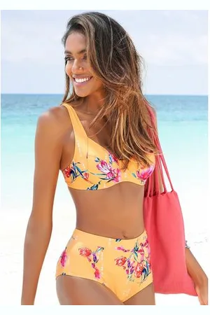 sunseeker Highwaist-bikinibroekje Modern met een bloemmotief