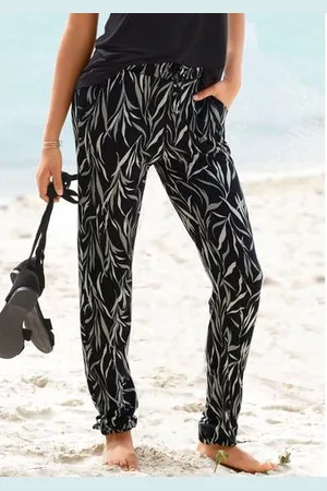 Buffalo Strandbroek van viscose met zakken, elastische tailleband, jersey broek