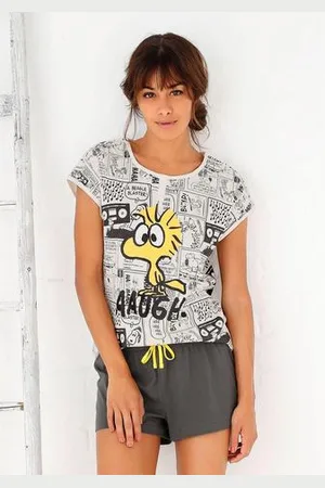 Peanuts Shortama met woodstock-comic-print (2-delig, 1 stuk)